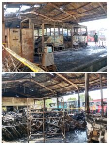 Bengkel perwatakan bus milik DAMRI terbakar