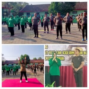 Bersama Persit KCK Cabang XXII, Kodim 0808 Laksanakan Pertemuan dan Olahraga Bersama