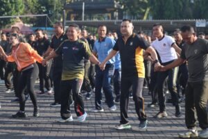 Sinergitas Tanpa Batas, Polres Pasuruan Menggelar Olahraga Bersama TNI-POLRI