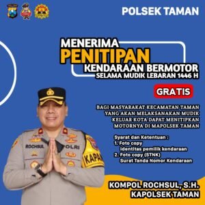 Polsek Taman Sediakan Layanan Penitipan Kendaraan Gratis bagi Pemudik Lebaran