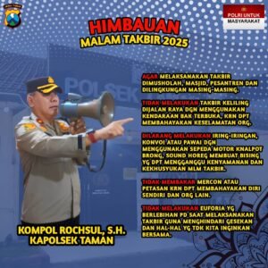 Polsek Taman Keluarkan Maklumat dan Himbauan Jelang Malam Takbir 2025