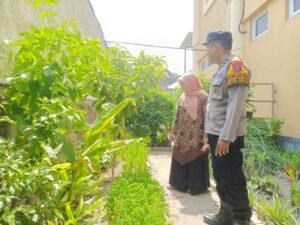 Bhabinkamtibmas Kelurahan Krian Aipda Dadang Bersama Warga Rawat Tanaman di Lahan P2B Dukung Ketahanan Pangan Nasional