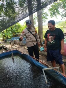 Ubah Lahan Kosong Untuk Budi Daya Lele, Bhabinkamtibmas Polsek Taman Motivasi Ketahanan Pangan