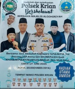 Lur….Hindari Jalan Raya Depan Polsek Krian, Onok Kegiatan Bersholawat Akbar dan Lomba Senam