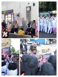 Polwan Polres Pasuruan Gelar Rise and Speak di Stasiun Bangil