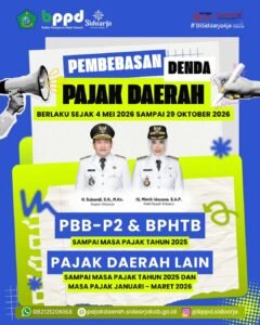 Pemkab Sidoarjo Berlakukan Pembebasan Denda Pajak Daerah Hingga Oktober 2026