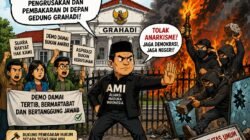 AMI MENGUTUK KERAS TINDAKAN OKNUM MASSA AKSI YANG BERUPAYA MELAKUKAN PENGRUSAKAN DAN PEMBAKARAN DI DEPAN GEDUNG GRAHADI