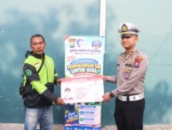 Sambut Hari Lalu Lintas Bhayangkara ke-71,Polres Mojokerto Berbagi Sembako Hingga SIM Gratis untuk Driver Ojol