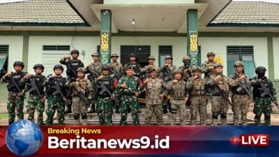 Pererat Kerjasama Pengamanan Batas Negara, Pos Gabma Nanga Badau Satgas Yonarmed 13/Nanggala Terima Kunjungan Panglima 3 Briged TDM