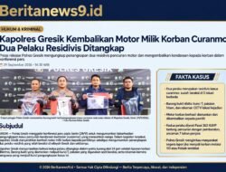 Kapolres Gresik Kembalikan Motor Milik Korban Curian, Dua Pelaku Diberi Tindakan Tegas Terukur
