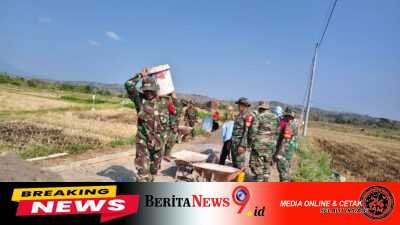 Tak Kenal Hari Libur, Satgas TMMD Kodim Boyolali Tetap Semangat Bangun Jalan Desa Wates